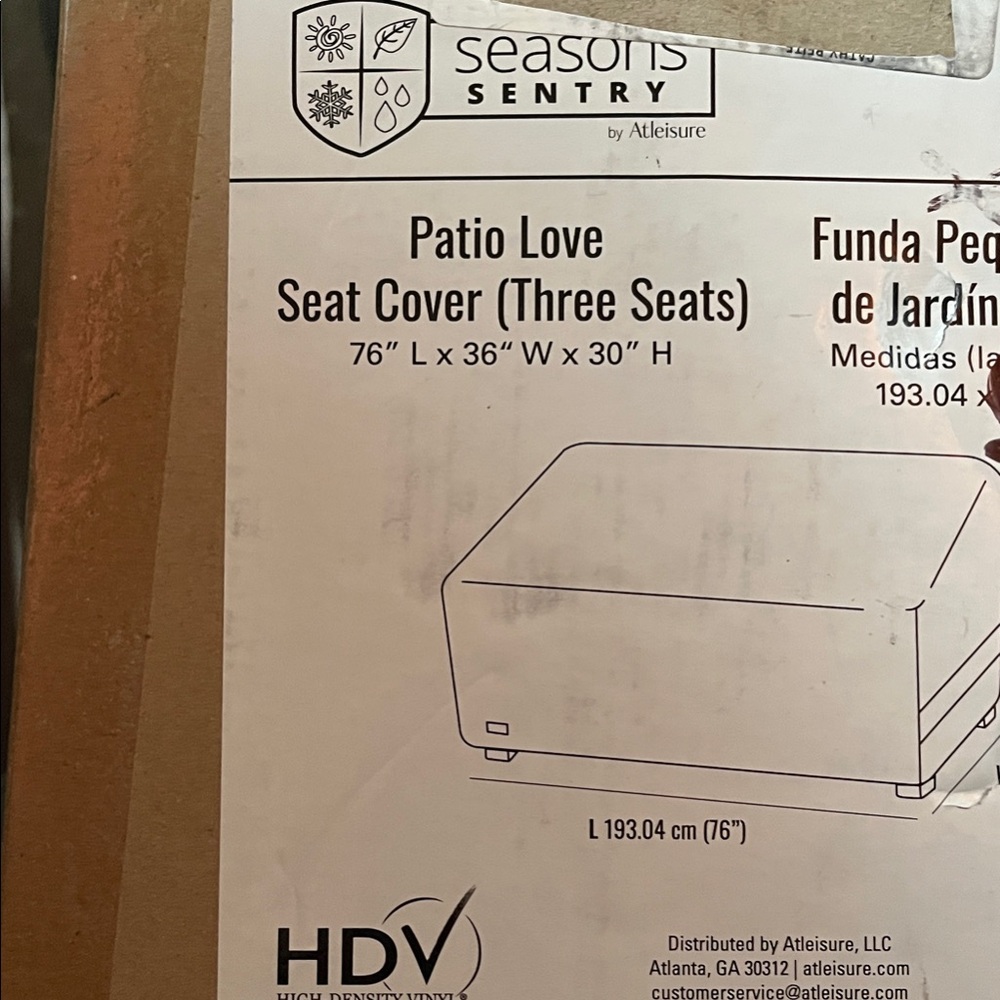 New Seasons Sentry Medium Patio Love Seat Cover 76" L x 36" W x 30" Three Seats - Picture 2 of 3